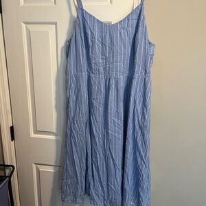 Blue Striped Sleeveless Dress